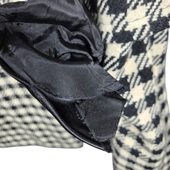 VTG 1960s Peerless 100% Wool Coat Black White Check Houndstooth Mod Midi Medium - Picture 15 of 15